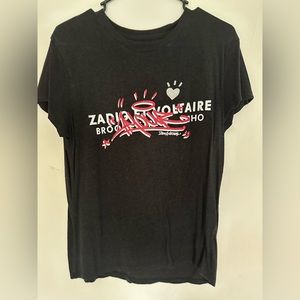 Zadig & Voltaire Walk Address linen blend tee, size small.